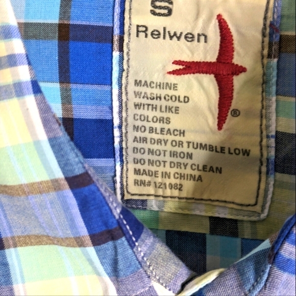 Relwen Shirts Relwen Plaid Long Sleeve Botton Down Shirt Mens. Size Small - Picture 6 of 7
